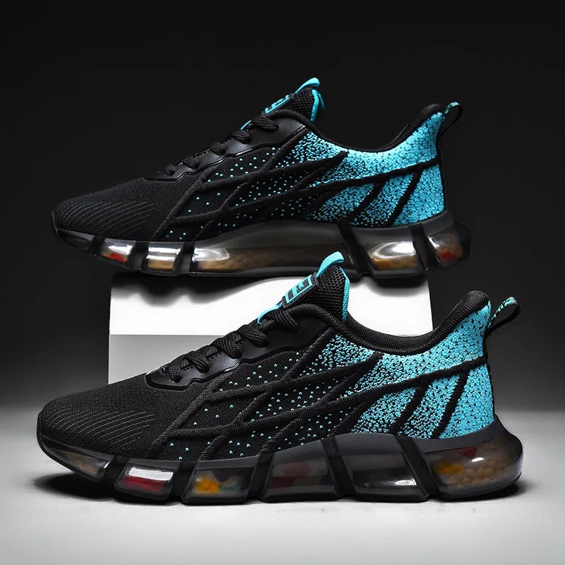 

2021 Non-Leather Men Casual Shoes Breathable Sweat-absorbent Flying Knit Upper Sneakers Non-slip Wear-resistant Sports Shoes