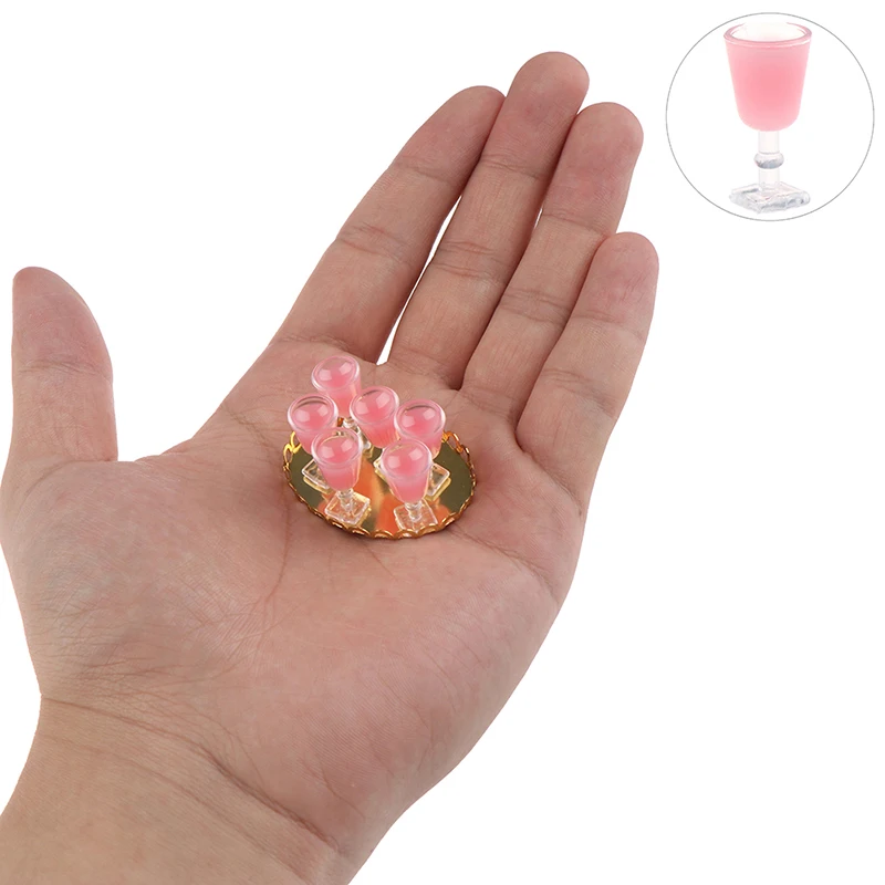 

1 набор красивых миниатюрных игрушек для кукольного домика 1:12, 6 чашек, сок клубники с 1 лотком, имитация игрушки