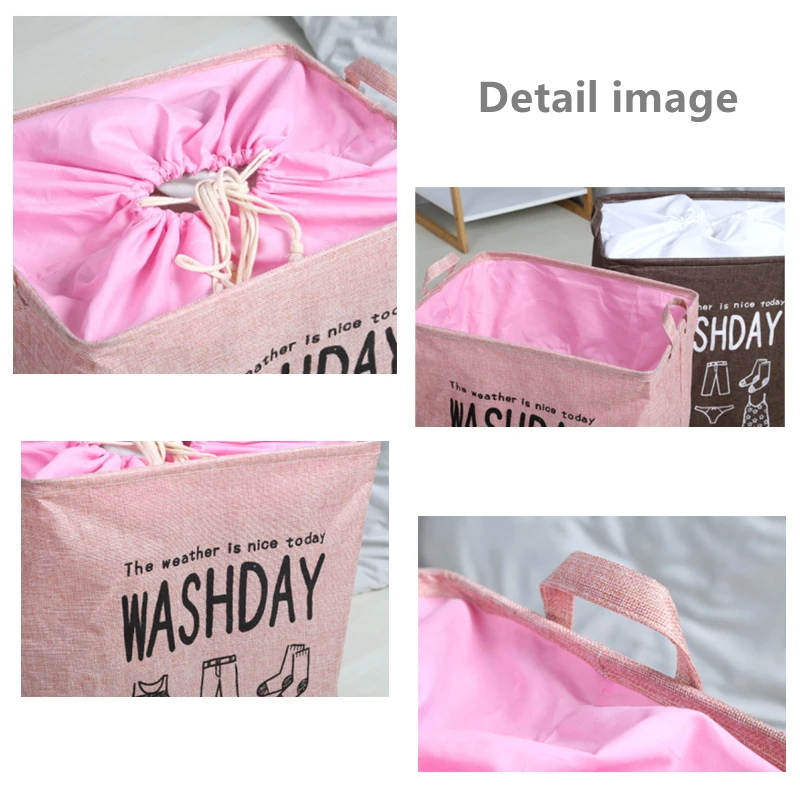 

Cotton And Linen Drawstring Dustproof Collapsible Laundry Basket Storage Baskets Laundry Hamper For Home