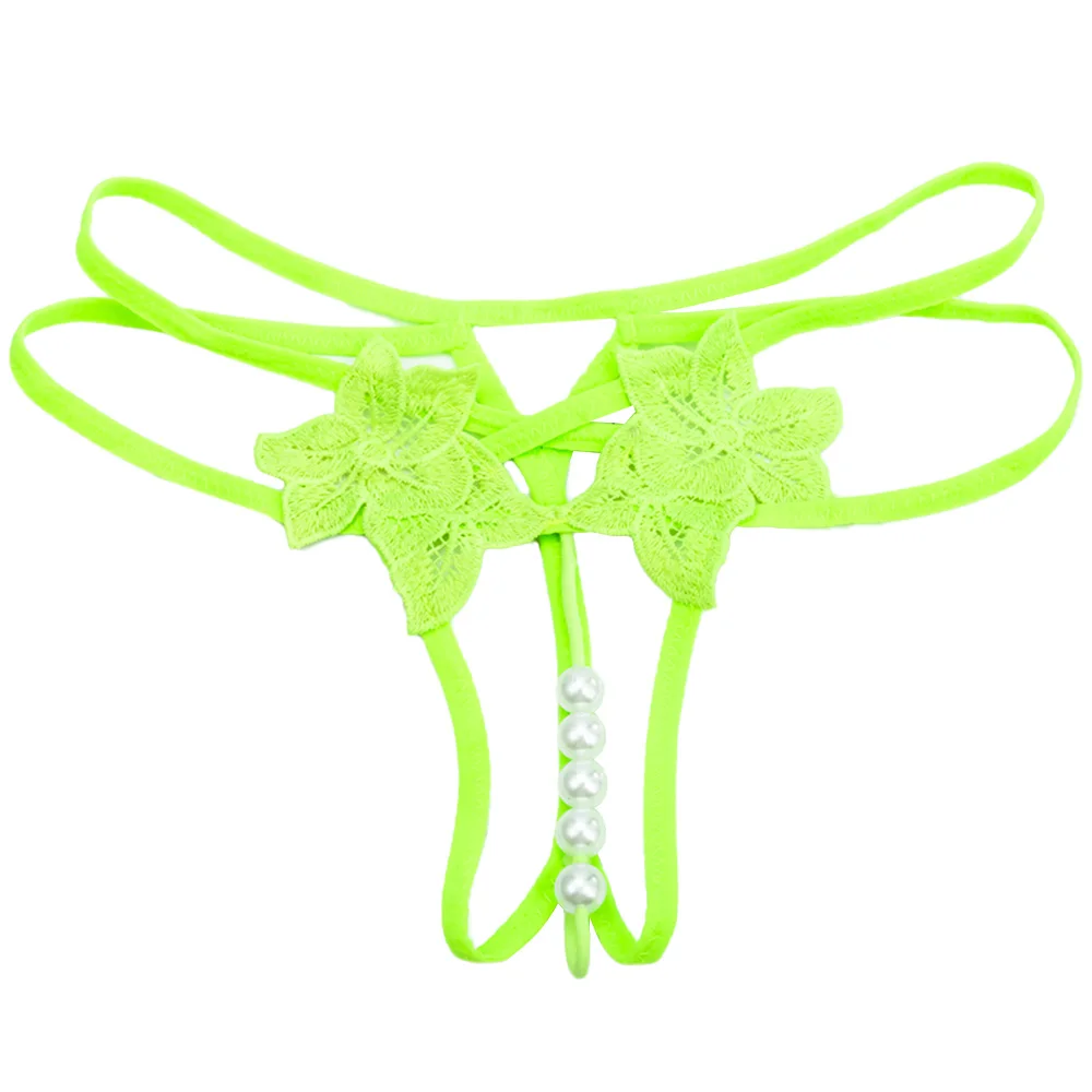 Стринги женские с вышивкой искусственный жемчуг цвет в ассортименте 1 шт |