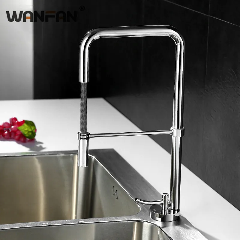 Современный выдвижной хромированный смеситель для кухни кухонный кран раковины