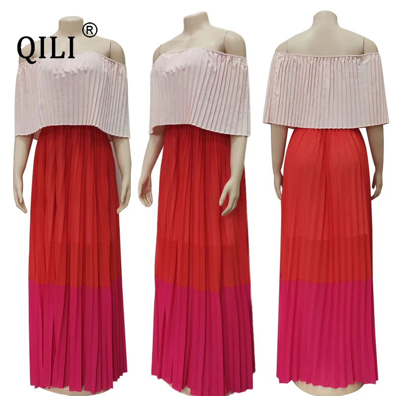 QILI женское летнее плиссированное платье с оборками в стиле бохо