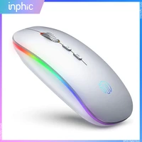 inphic led wireless mouse rechargeable 2 4g pc laptop cordless mice silent click with usb receiver 1600dpi for computer mac of