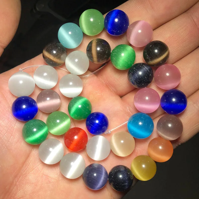 

YHBZRET Colorful Cat Eye Beads opal Natural Stone Round glass Loose Spacer beads for Jewelry making DIY bracelets 4/6/8/10/12MM