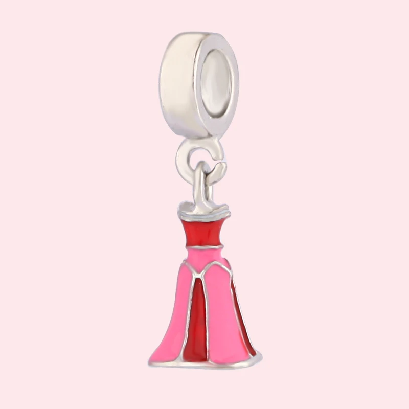 Leabyl европейский и американский модный розовый эмаль платье принцессы Шарм кулон