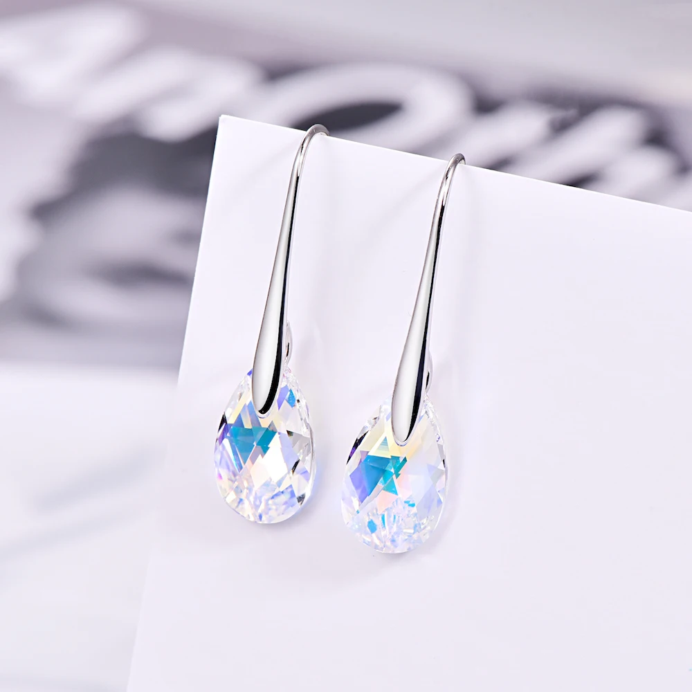Серьги-капли с кристаллами Swarovski для женщин, новая мода, Золотой пирсинг, висячие серьги, свадебные украшения, подарок для девушек