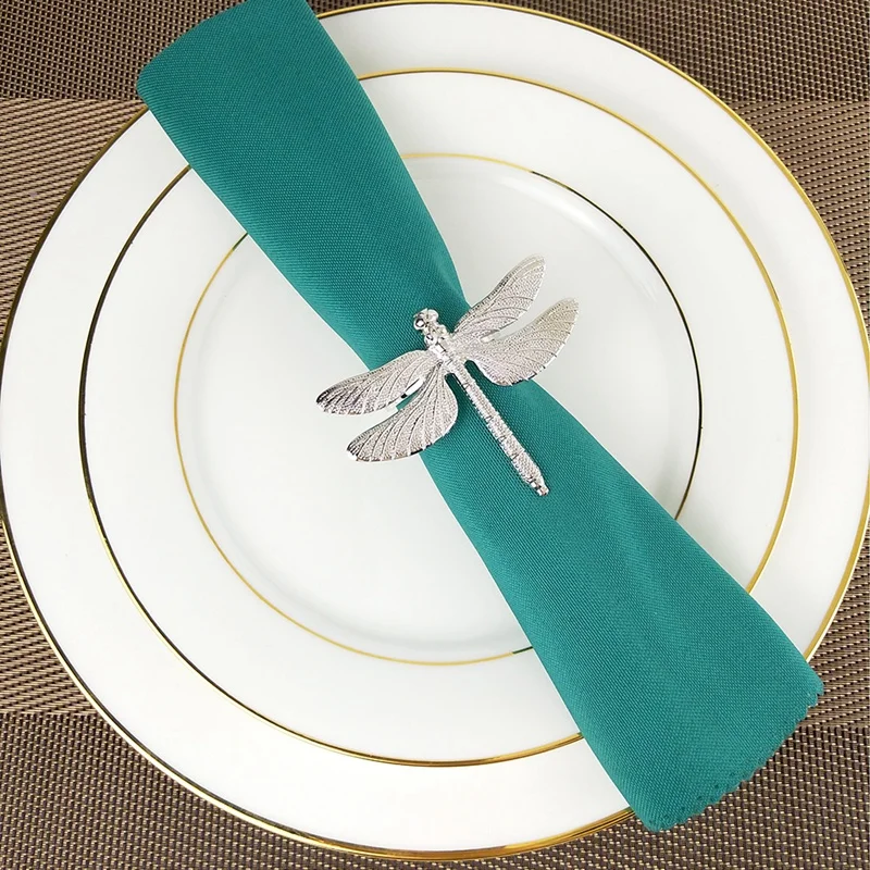 

6PCS Dragonfly Napkin Ring DIY Hotel Wedding Banquet Table Display Metal Napkin Buckle Christmas Decoration