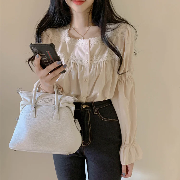 

Style Shirt Women's Design Sense Lace Rac