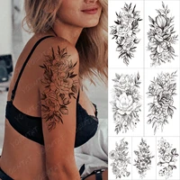 waterproof temporary sleeve tatooo stickers flower realistic simplicity sunflower tattoo male women body art fake tatoo black