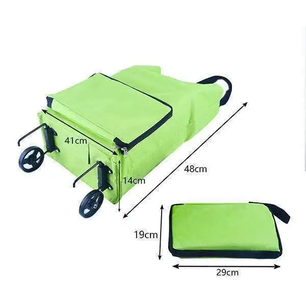 

2 In 1 Foldable Shopping Cart Pull Trolley Bag With Wheels Foldable Bags Reusable Grocery Bags Food Organizer Vegetables Bag