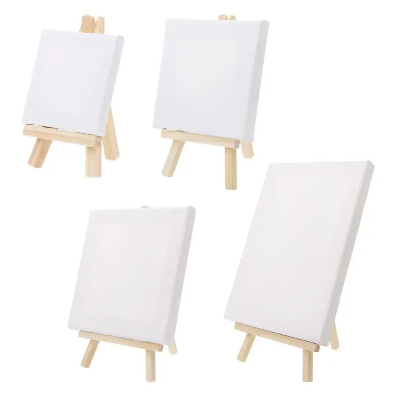 

Mini Canvas And Natural Wood Easel Set For Art Painting Drawing Craft Wedding Supply
