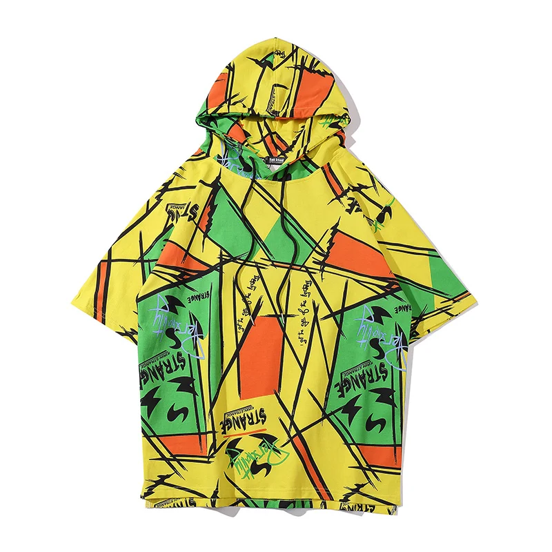 Футболка с капюшоном для молодых мужчин летняя уличная одежда футболка Harajuku |