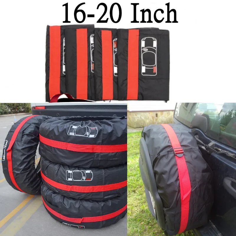 

4 шт. универсальный чехол для автомобильного внедорожника 13-16 16-20 дюймов, чехол для запасного колеса, сумка для колес, защита для колес, полиэстер, ткань Оксфорд