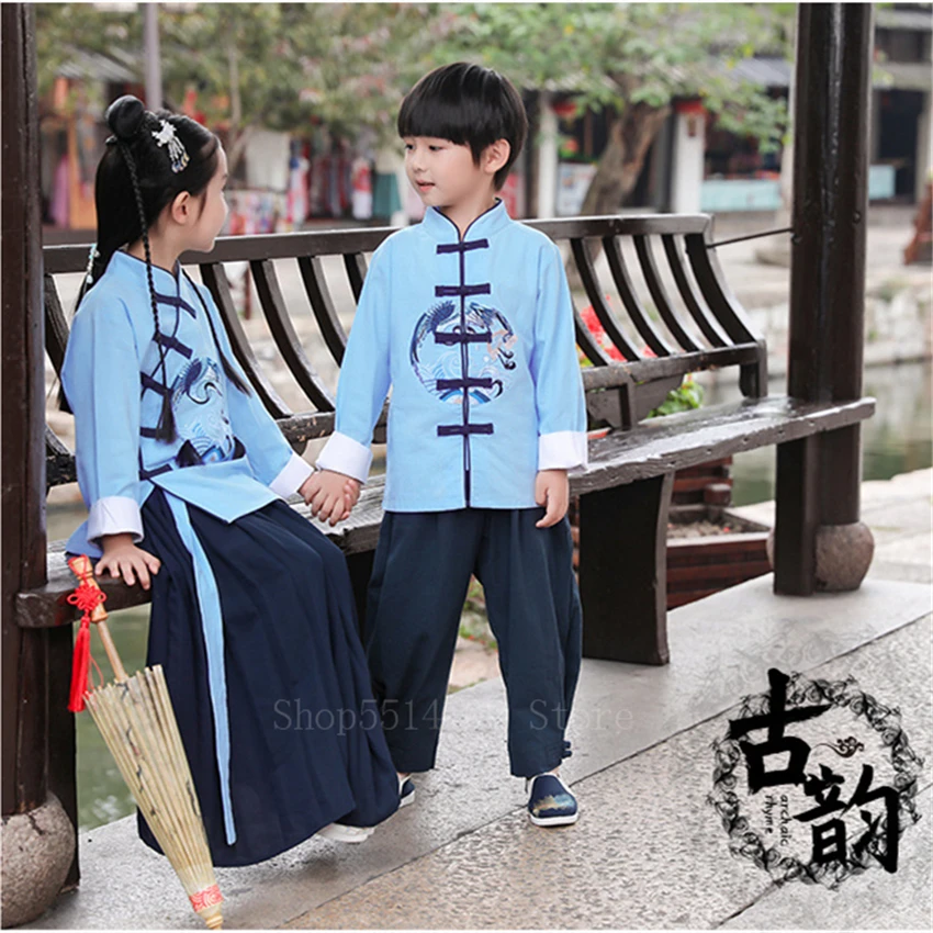 Древний китайский костюм платье Ципао детский винтажный Тан одежда для