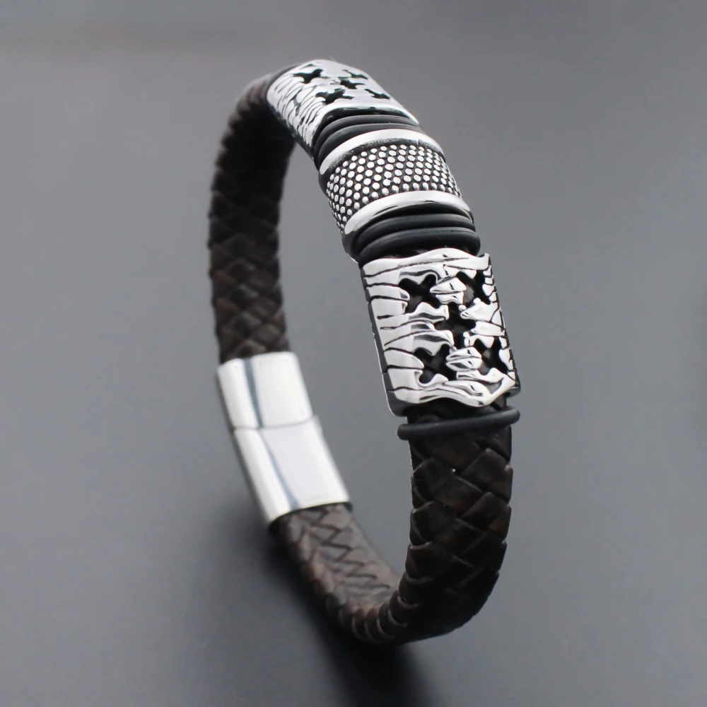 Винтажный плетеный браслет из натуральной кожи шириной 12 мм браслеты