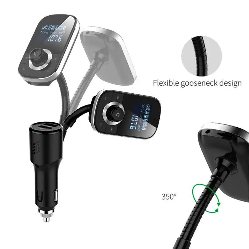 Fm-передатчик QC3.0 быстрое двойное зарядное устройство USB TF карта AUX Mp3 плеер