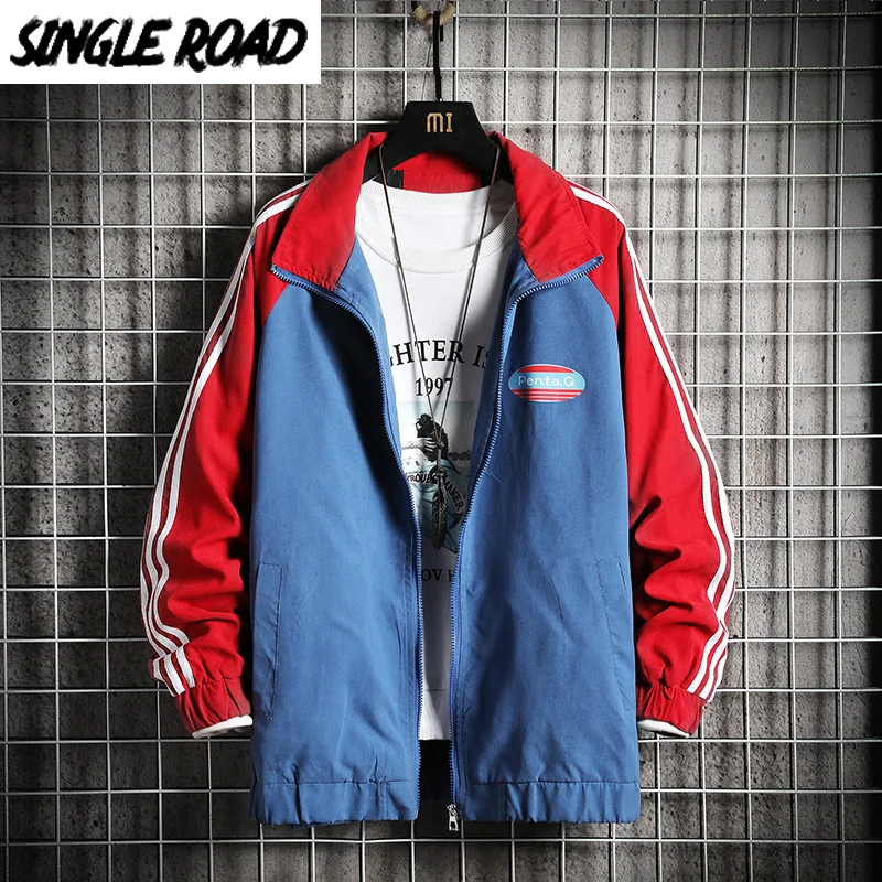Мужская однодорожная куртка с полосками сбоку 2020 ветровка в стиле хип хоп