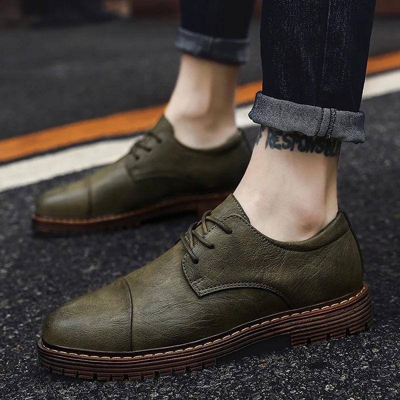 

New Oxfords Leather Men Casual Shoes Pointed High Formal Business Men Wedding Dress Flats Microfiber Leather Shoes Black *