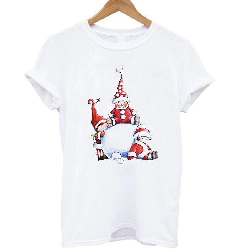 2019 новые летние женские модные Merry Christmas с коротким рукавом Санта Клаус Футболка