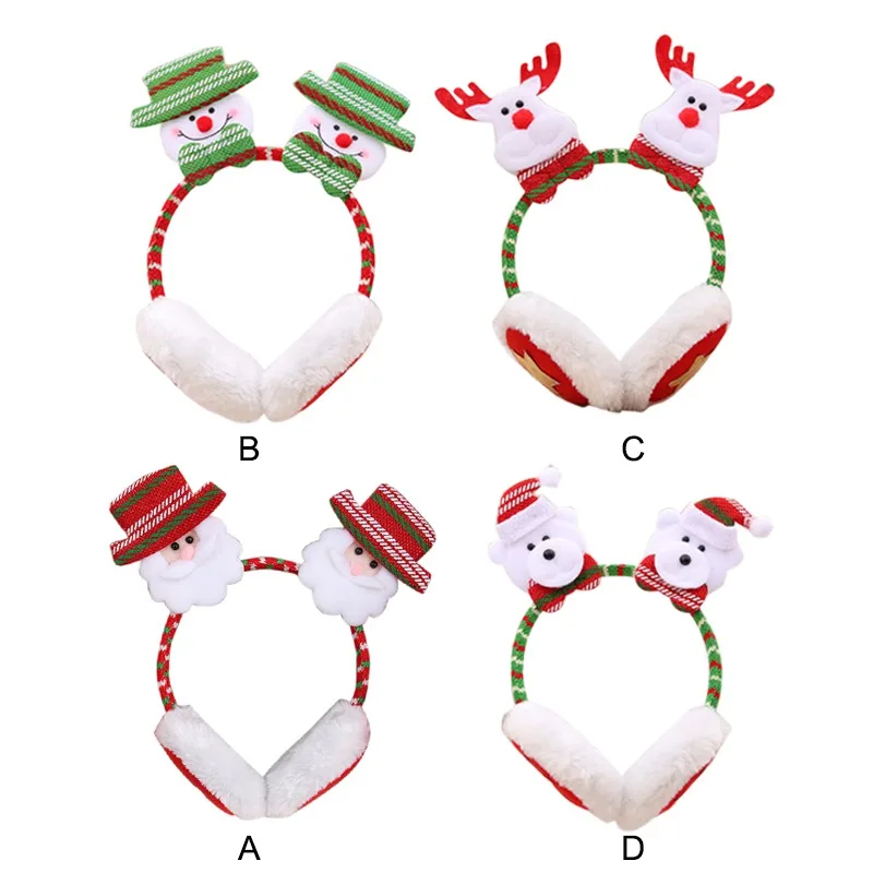 

Christmas Faux Fur Plush Earmuffs Adult Children Dress Up Christmas Red Big Antler Head Buckle Hairpin Cartoon Earmuffs