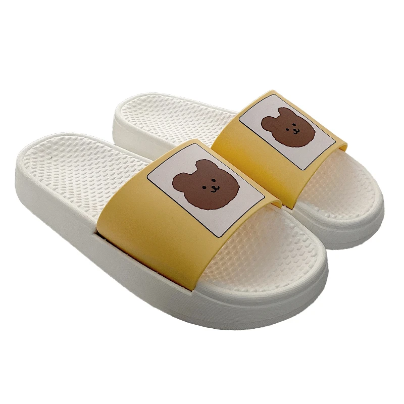 

A thin line of Korean INS wind lovely cartoon slippers female summer wearing lovers thick bottom students slippers girl heart