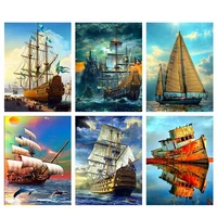full display drill 5d diy diamond painting cross stitch ship diamond embroidery landscape picture rhinestones home decorations