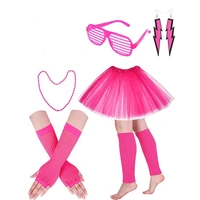 cosplay costumes 80s costume set includes fishnet gloves tutu skirt leg warmer neon earrings and for 80s party accessories