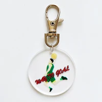 fashion trendy acrylic print elegant dancer tassel keychains balls sports round disc pendant key rings hanging jewelry wholesale