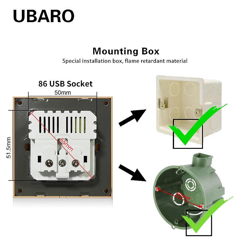 Настенная розетка UBARO со стеклянной панелью стандарт по немецкому стандарту