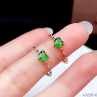 kjjeaxcmy fine jewelry 925 sterling silver inlaid natural gemstone diopside luxury girl womans new crystal ring support test