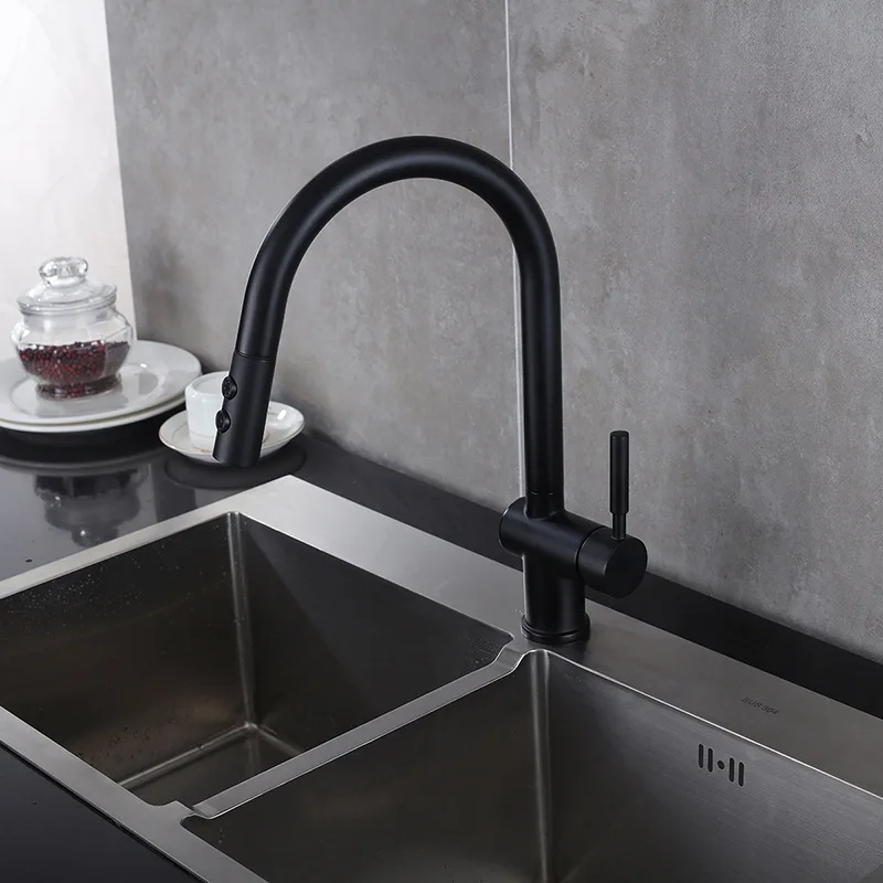 Кухонный кран с выдвижной ручкой распылитель смеситель краны для горячей и