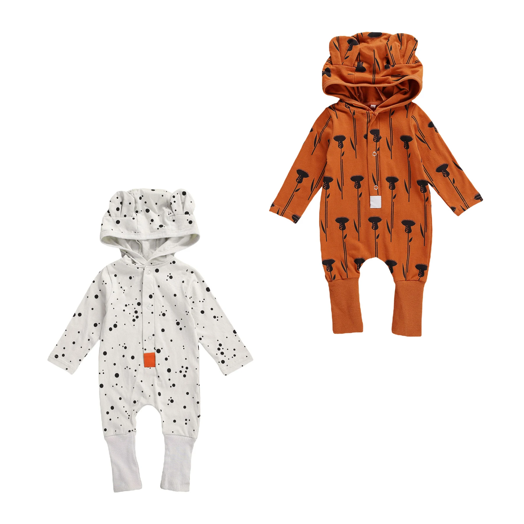 Комбинезон с длинным рукавом для новорожденных девочек и мальчиков комбинезон