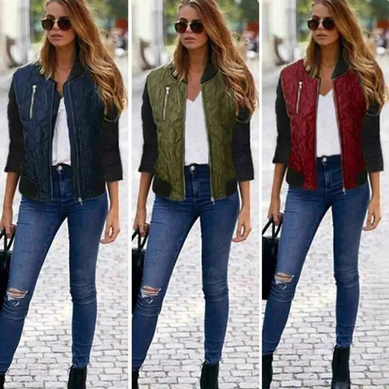 Женская Толстая куртка на молнии с длинным рукавом теплая хлопковой подкладкой