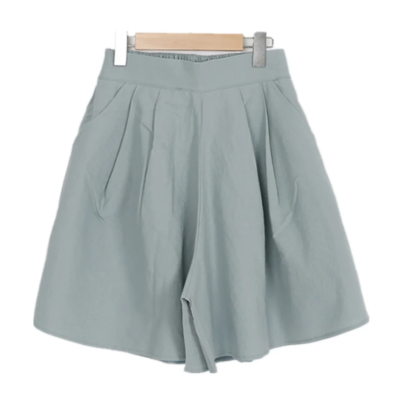 

oversizede loose solid women shorts summer new high waist wide leg casual all match female shorts top quality