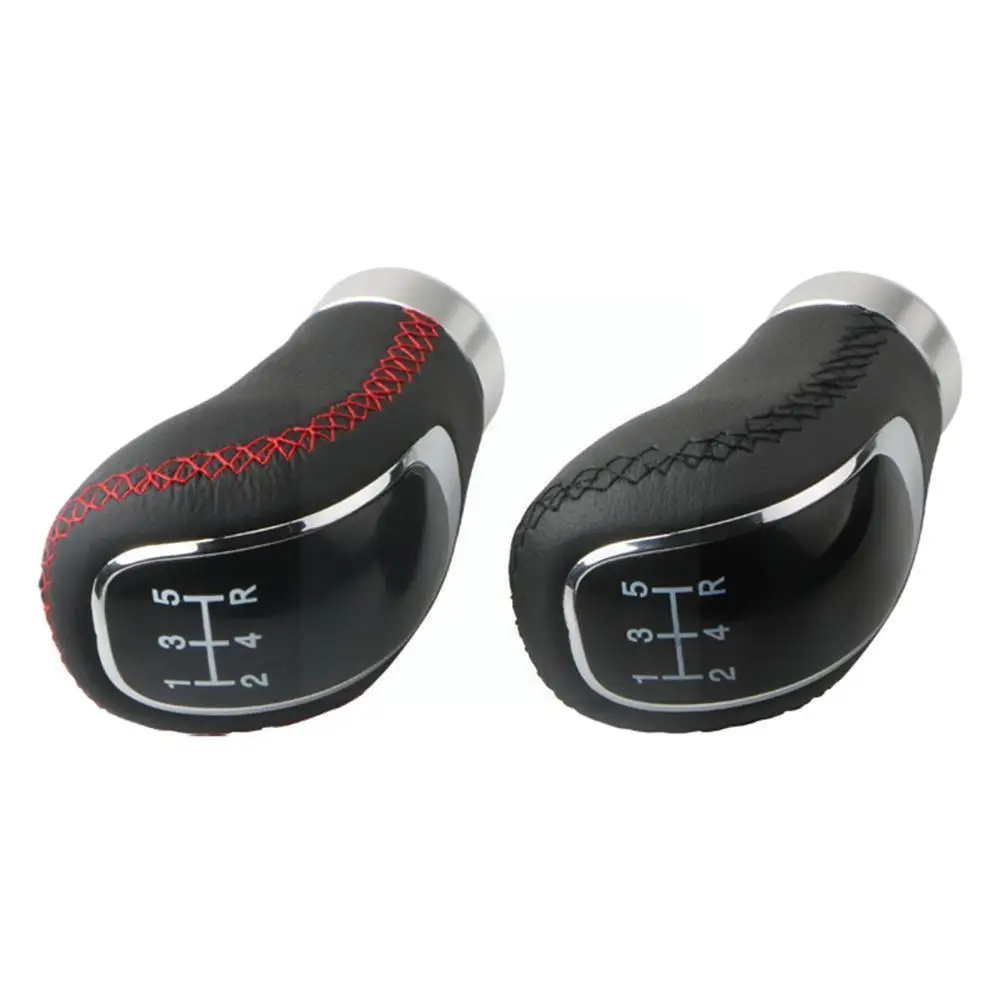 

5/6 Speed Black PU Leather Manual Car Gear Shift Knob Shifter Lever Handle Stick Universal With 3 Caps For All Car C0Y9
