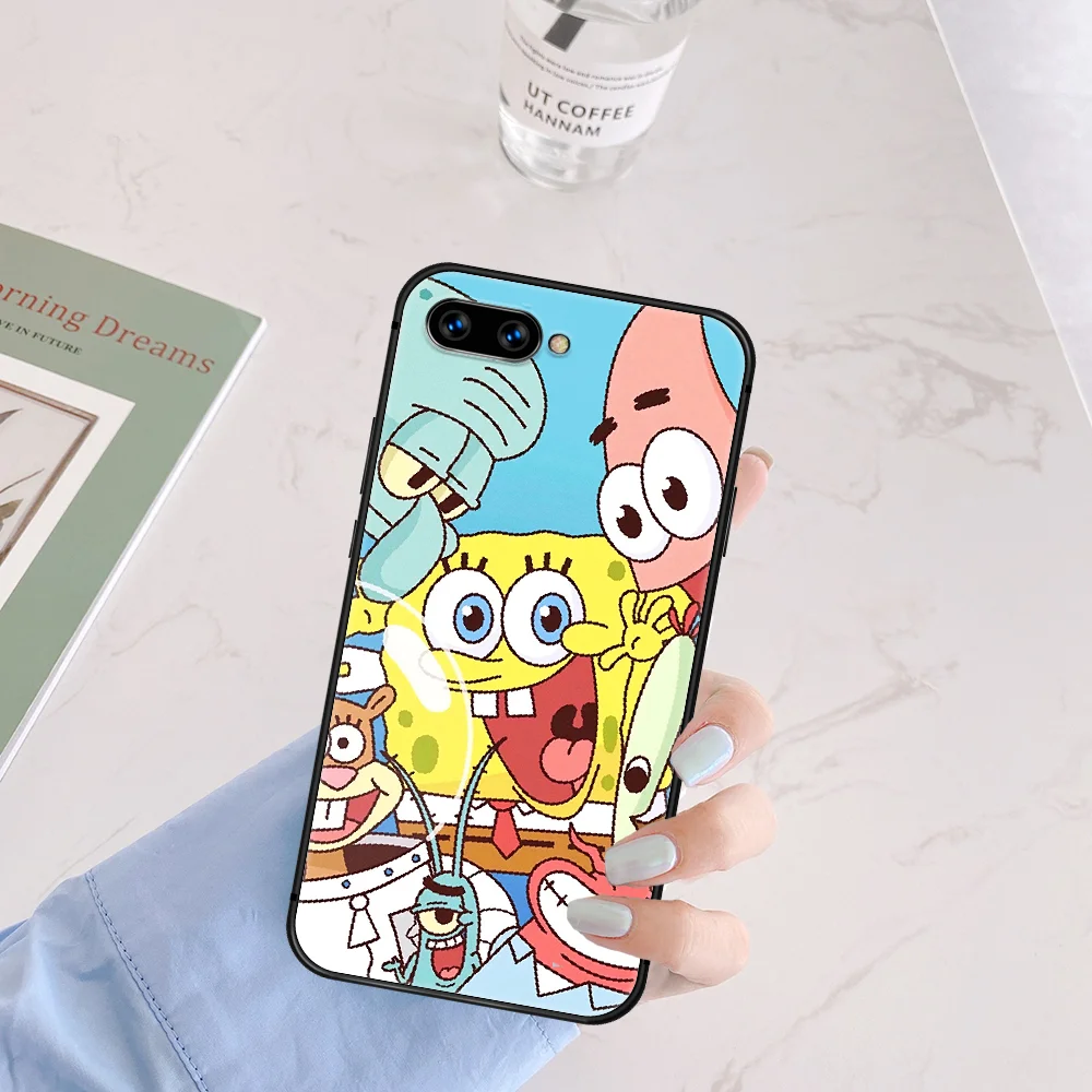 

Cartoon SpongeBobs Shine Phone Case Cover Hull For HUAWEI Honor 6A 7A 7C 8 8A 8S 8x 9 9x 10 10i 20 Lite Pro black Etui Luxury