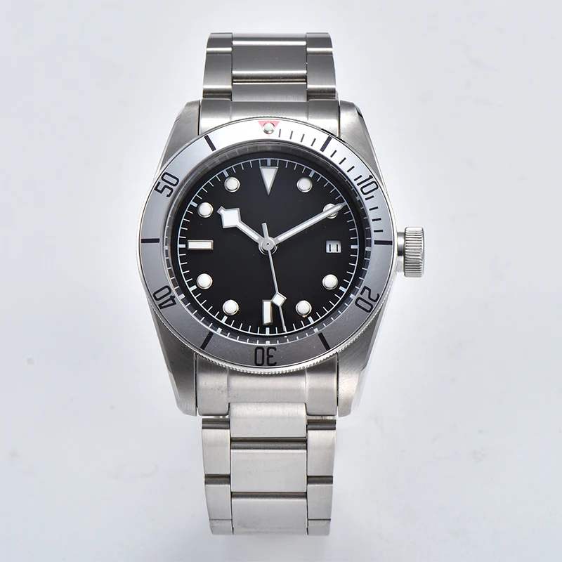 Наручные часы автоматические 41 мм минеральное стекло серебряный корпус из