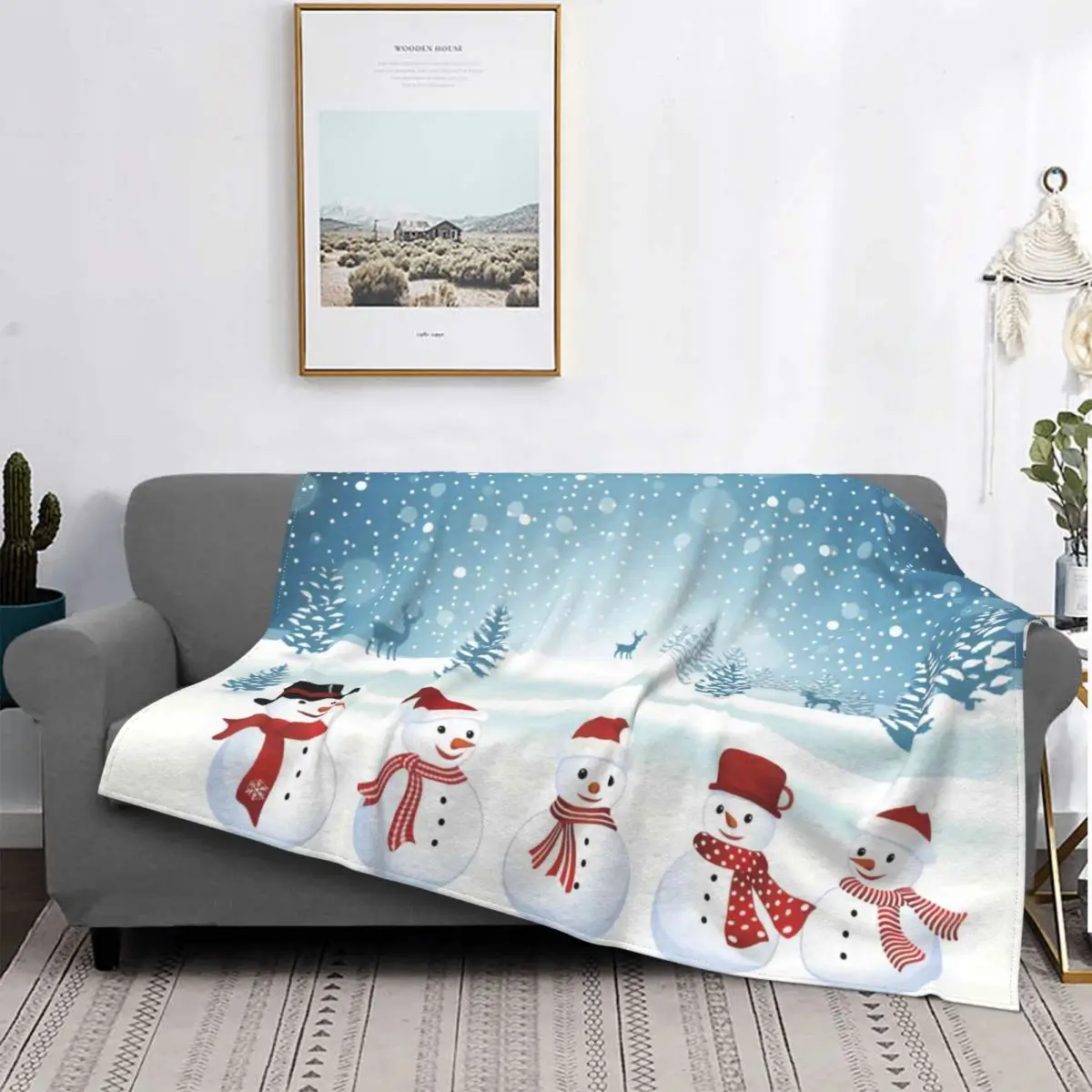 

2022 Christmas Santa Blanket New Year Lattice Stitch Cotton Portable Plush Decoration Throw Blankets For Sofa Travel Essentials