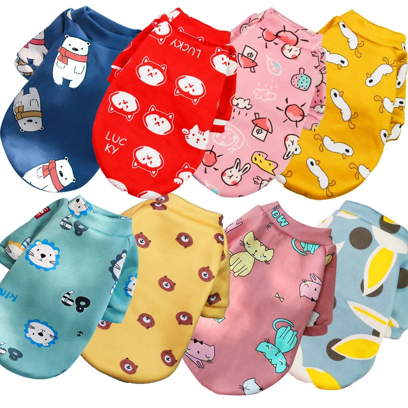

Printed cartoon fleece pet clothes pile two feet in the spring and autumn winter dog dog cat teddy supplies suit
