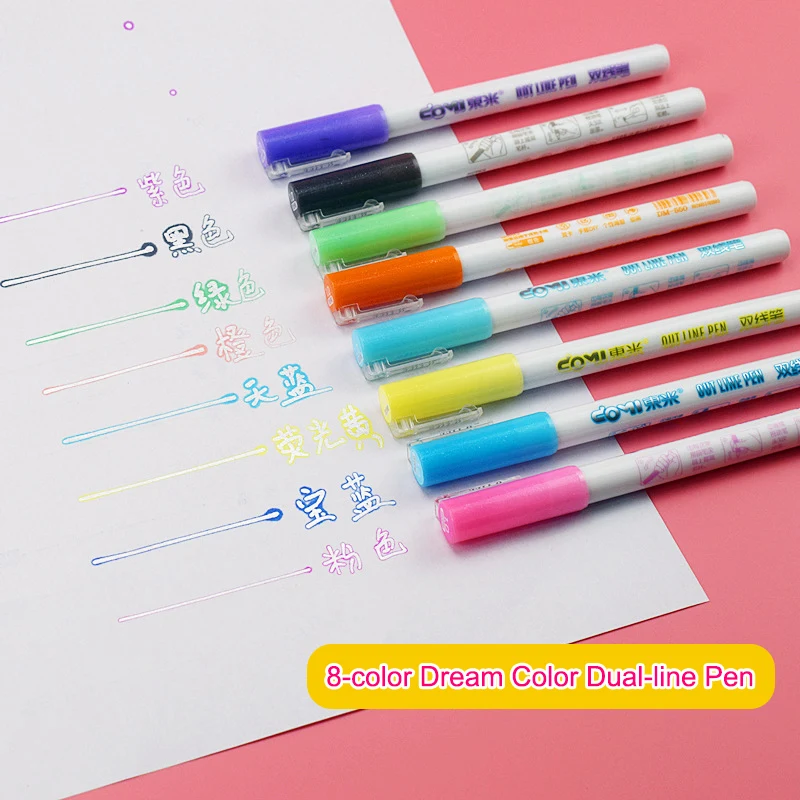 

8Pcs/Set Double Liner Outline Pen Writing Drawing Pens Stationery JR Deals