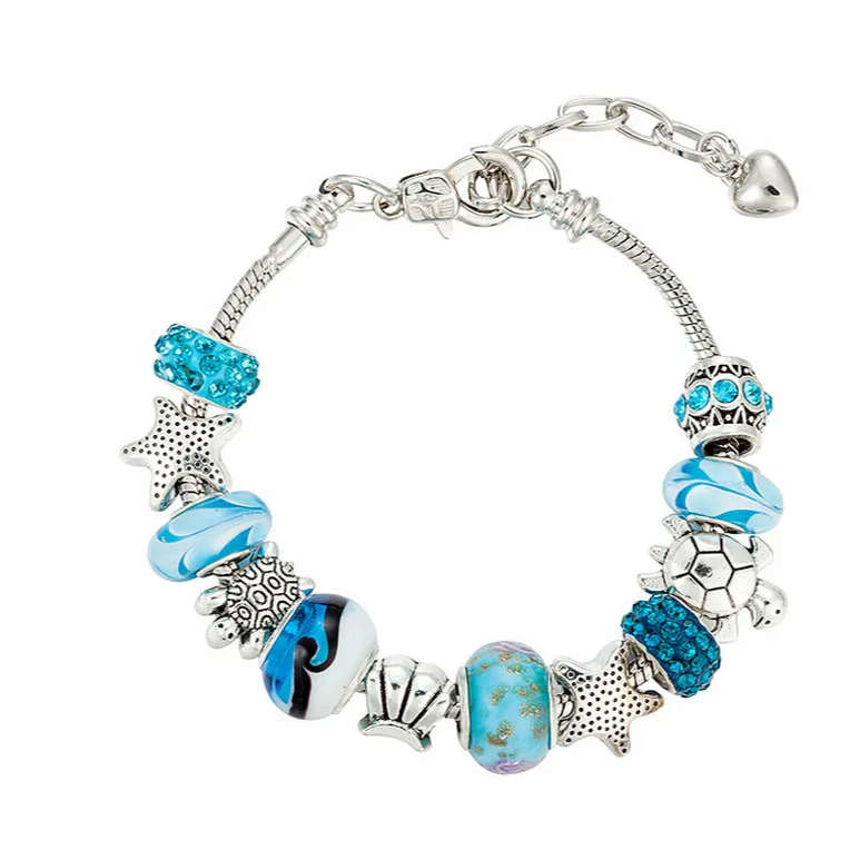 

Women Girls Plated European Charms Bracelet Diamante Heart Crystal Bangle Gift Fashion Jewelry