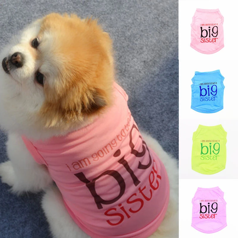 Жилет для собак старшей сестры хлопковый трикотаж с принтом весенне-летняя