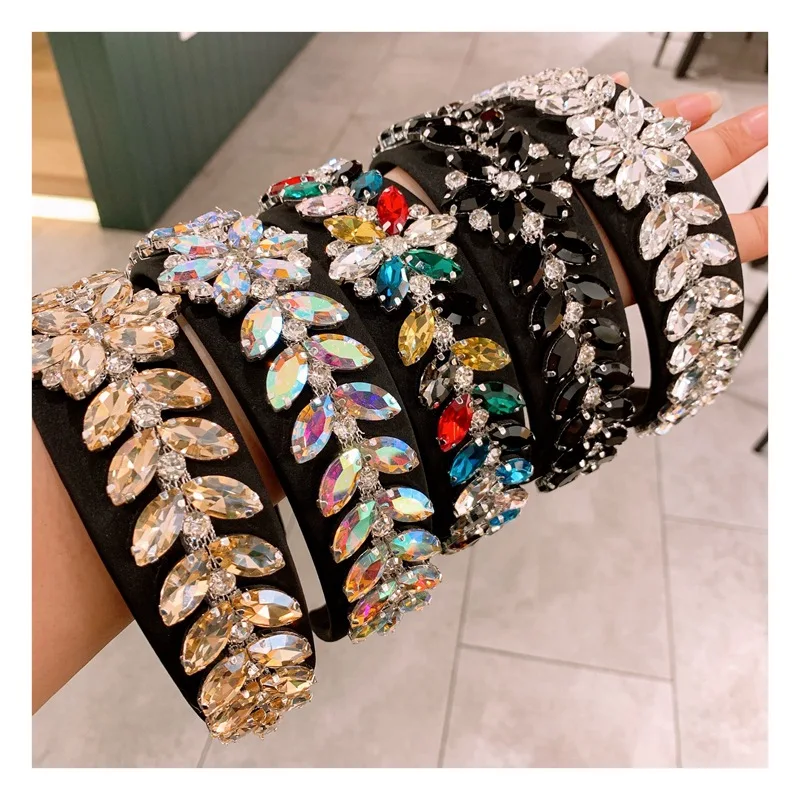 Барокко Цветной стеклянные стразы ободок на голову Для женщин Роскошные