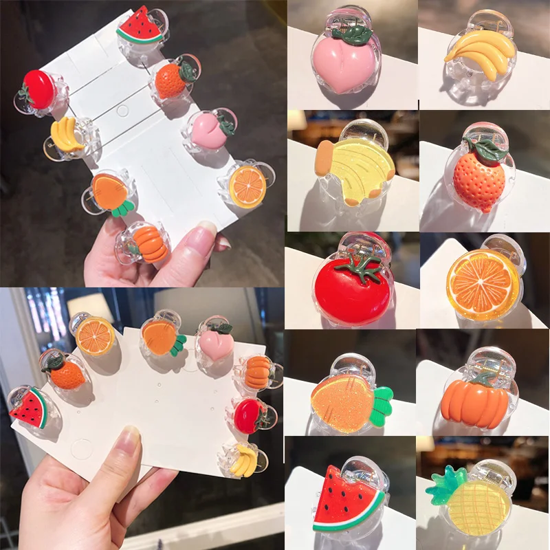 Милые заколки для волос с фруктами и овощами Модные прозрачные Kawaii мини