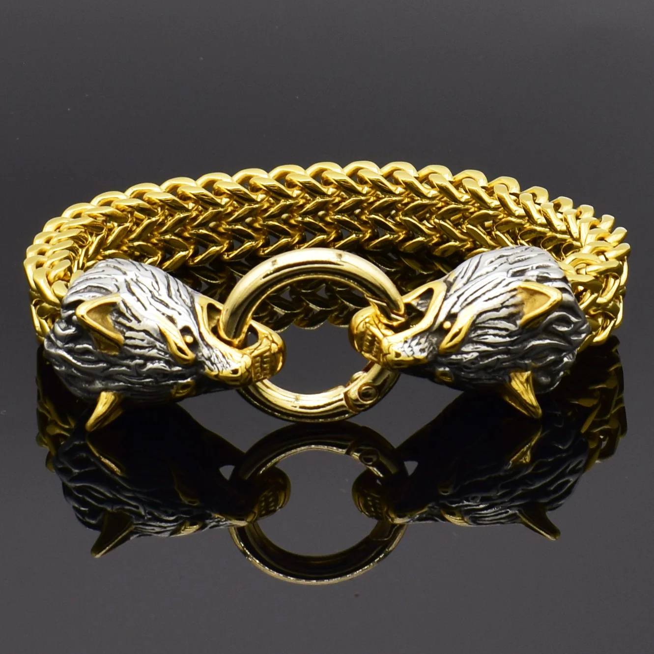 

Personality Domineering Wolf Head Punk for Men Titanium Steel Bracelet Hip Hop Fashion Chain Jewelry Accessories 19cm 21cm 23cm