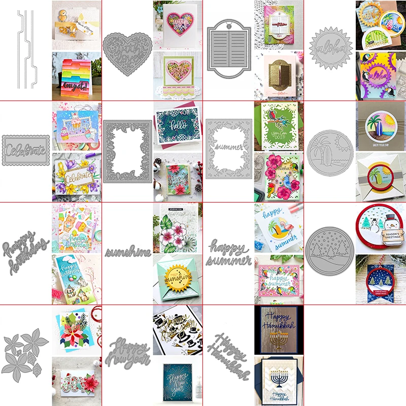 

Cutting Dies Happy Wishes Letters Beach Snowfield Sunshine Circle Solitude Window Shutter Heart Line Border Floral Frame 2021