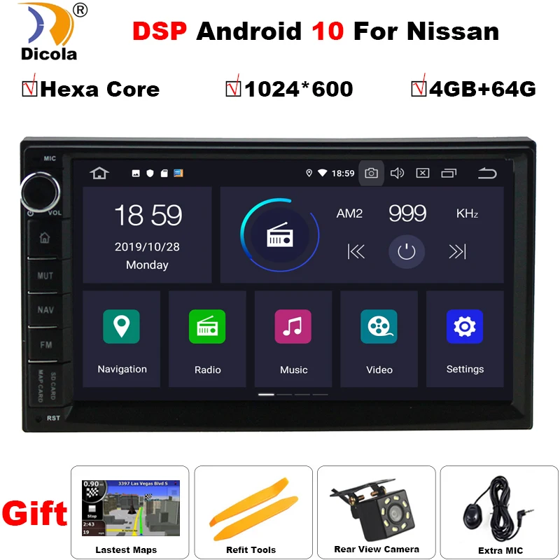 

Универсальный Автомобильный мультимедийный плеер PX6, мультимедийный плеер на Android 10, с GPS, 7 "экраном, 4 Гб ОЗУ, 64 Гб ПЗУ, для NISSAN, KIA, Toyota