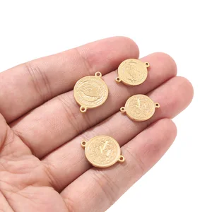 Коннекторы женские из нержавеющей стали с подвеской Девы Марии, 5 шт.