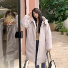 Одежда с хлопковой подкладкой в Корейском стиле для беременных зимняя верхняя одежда с капюшоном с длинным рукавом Длинные свободные дизайнерские пальто для беременных женщин верхняя одежда