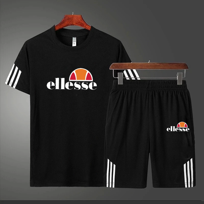 

New ELLESE 2 Piece Sets Sportswear Men's Tracksuit T-shirts Shorts Set Two Piece Suit Beach Men's Short Sets Clothing
